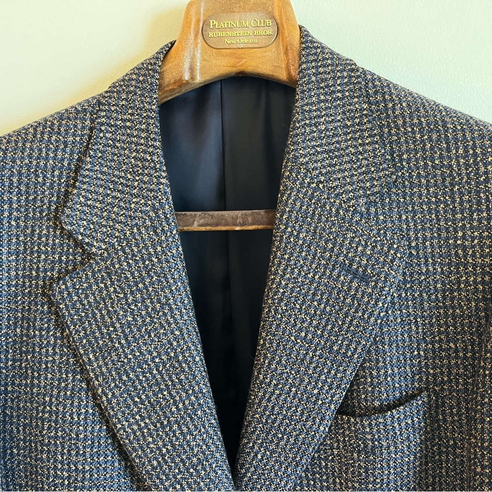 Ermenegildo Zegna Blue and Gold Sport Coat with Herringbone cashmere & camel.